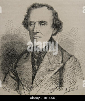 Giacomo Meyerbeer (1791-1864). German opera composer. Portrait. Engraving by Gerard. 19th century. Stock Photo