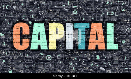 Capital Concept with Doodle Design Icons. Stock Photo