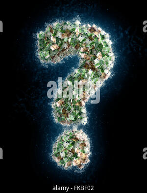 Question mark ? made from Euro bills - money laundering Stock Photo