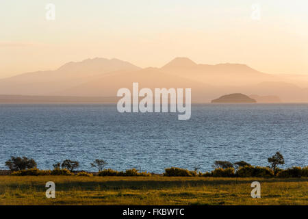 Sunset over Lake Taupo, North Island, New Zealand Stock Photo