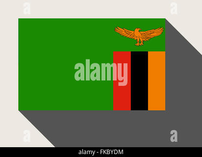 Zambia flag in flat web design style. Stock Photo