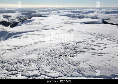aerial view of the Pennines covered with snow Stock Photo