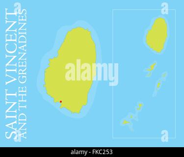 Map of Saint Vincent and the Grenadines archipelago in the Caribbean Sea. Stock Vector