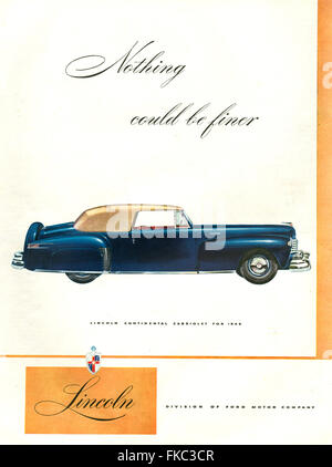 1940s USA Lincoln Magazine Advert Stock Photo