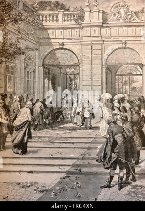 Italian Risorgimento 1814 - The Return of Pope Pius VII in Rome, Carlo Emanuele IV kisses his foot entering St. Peter Stock Photo