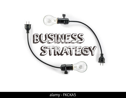 business strategy phrase and light bulb, hand writing, Marketing Success  Planning Stock Photo