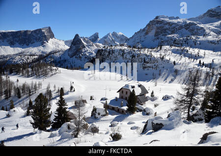 Alpine Village in the Province Belluno Cortina d'Ampezzo Veneto in the Italian Dolomites Stock Photo