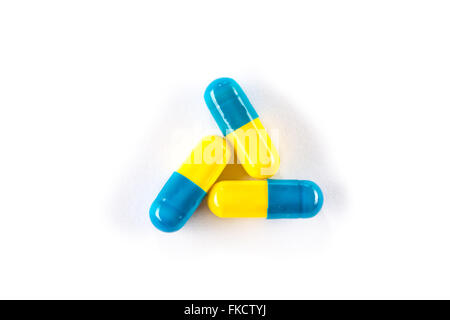 Capsule in Triangle Shape Warning Sign, drug Safety medication Stock Photo