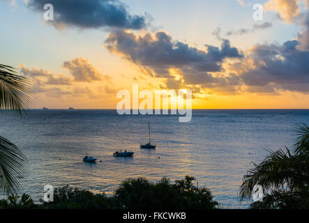 Spectacular sunset near Castries in St Lucia. Stock Photo