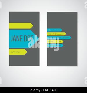 Cool portrait business card template design with color arrows Stock Vector