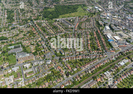 An aerial view of the Collington area of Bexhill on Sea, East Sussex Stock Photo