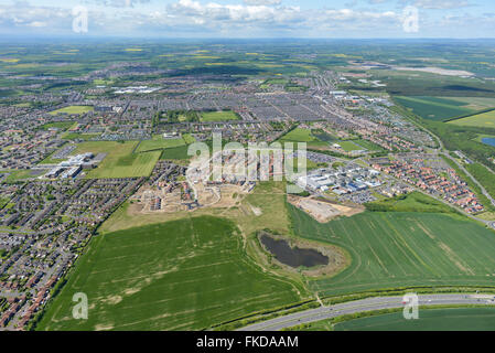 An aerial view of the Northumberland town of Ashington Stock Photo