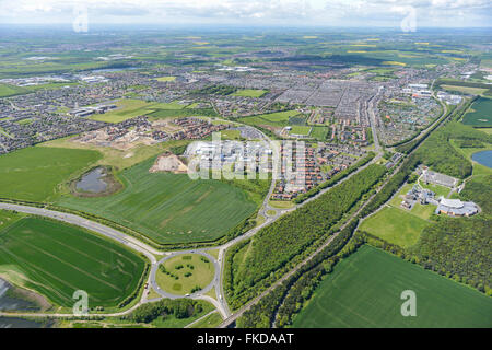 An aerial view of the Northumberland town of Ashington Stock Photo