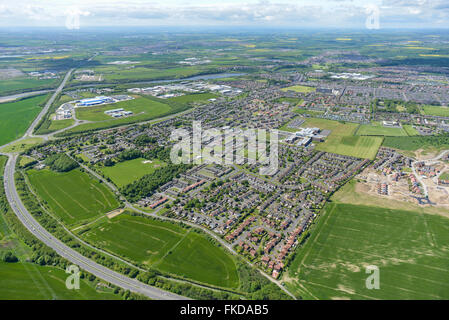 An aerial view of the Northumberland town of Ashington Stock Photo