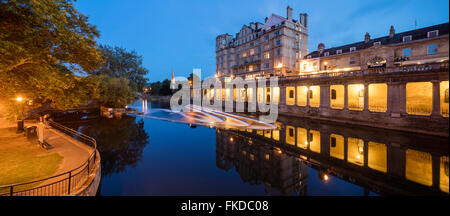 dusk on the River Avon at Bath, Somerset, England, UK Stock Photo