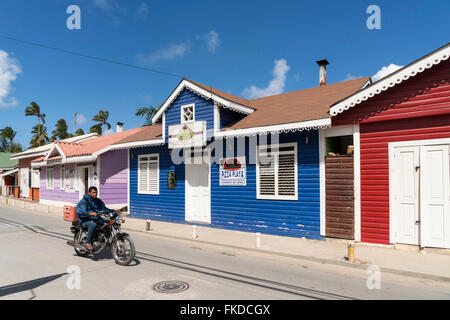 coulurful painted Pueblo de los Pescadores, Las Terrenas, Samana,  Dominican Republic, Carribean, America, Stock Photo