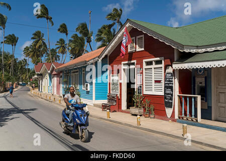 coulurful painted Pueblo de los Pescadores, Las Terrenas, Samana,  Dominican Republic, Carribean, America, Stock Photo