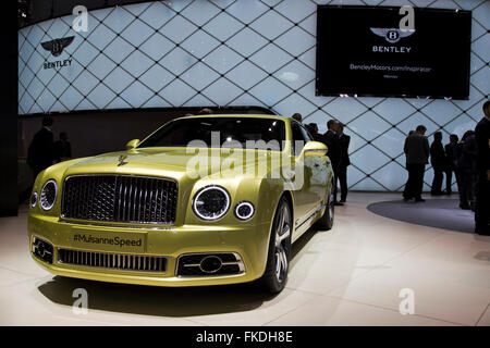 Bentley Mulsanne Speed luxury car at the Geneva Motor Show 2016 Stock Photo