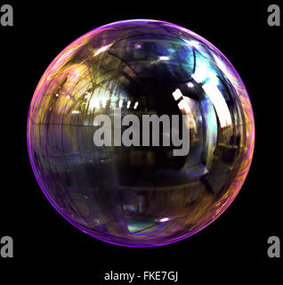 Soap Bubble Over Black Background. Stock Photo