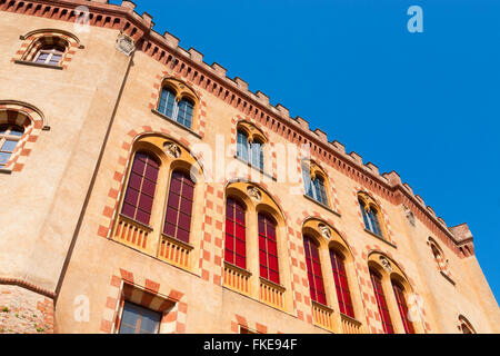 Detail of Castle of Barolo or Falletti Catle houses the wimu international wine museum and regional enoteca in Barolo Village, Stock Photo