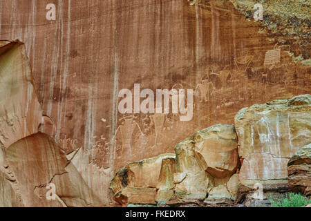 Petroglyphs in Capitol Reef NP, USA Stock Photo