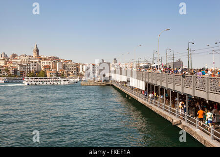 Galata Bridge, Golden Horn, Eminonu, Istanbul, Turkey Stock Photo