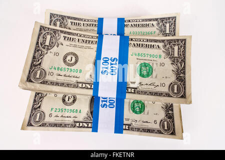 Hundreds of Dollars in One Dollar Bills Stock Photo