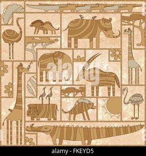 Cork Animals on a Grungy Background Stock Vector