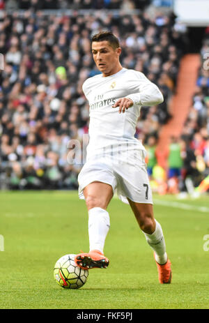 Real Madrid's Cristiano Ronaldo during la Liga match at Santiago Bernabeu Stadium Stock Photo