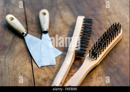 wire brushes and scrapers Stock Photo