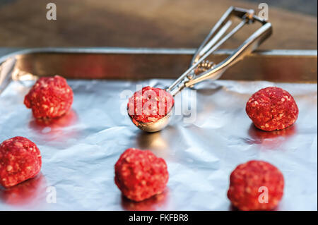 ice cream spoon with mince Stock Photo