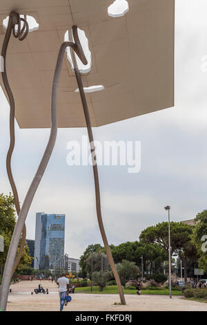 Sculpture 'David i Goliat', by Antoni Llena, Port Olimpic, Barcelona. Stock Photo