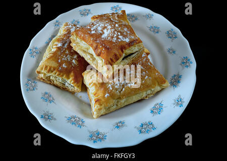 Puff pastry homemade chocolate in a plate Stock Photo