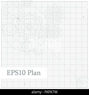 Abstract Plan Depicting Various Gears Stock Vector