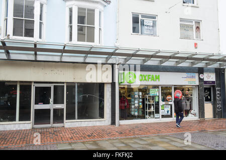 Stepney Street, one of the main shopping streets in declining trade in Llanelli town centre,Carmarthenshire,Wales,U.K., Stock Photo