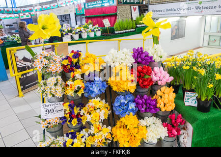 Covered Market stall in Llanelli town centre,Carmarthenshire,Wales,U.K., Stock Photo