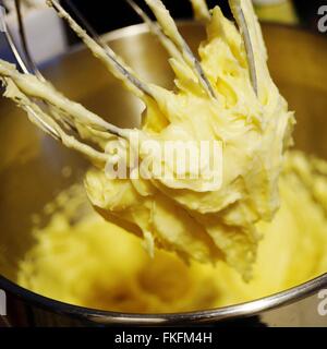 Making pate a choux dough in a stand mixer with a whip Stock Photo