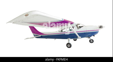 The Cessna 172 Single Propeller Airplane Isolated On White. Stock Photo