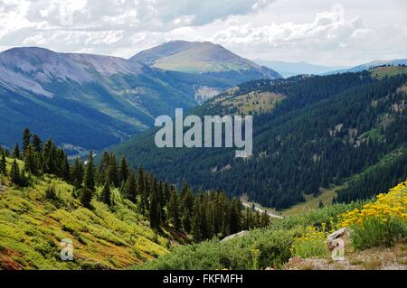 View from Independence Pass on the Continental Divide in Colorado, USA Stock Photo