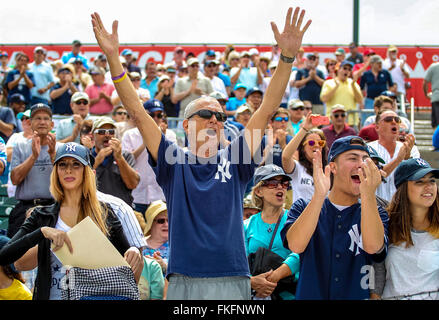 Florida, USA. 8th Mar, 2016. Yankess fans cheer for New York during their spring training game against the Miami Marlins at Roger Dean Stadium in Jupiter, March 8, 2016. Credit:  Richard Graulich/The Palm Beach Post/ZUMA Wire/Alamy Live News Stock Photo