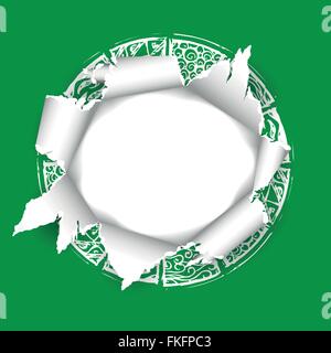 Torn Paper with Abstract Imprint Stock Vector