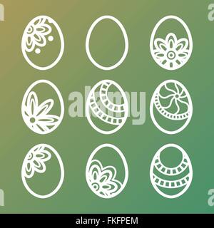 Set of Easter Eggs Icons Stock Vector