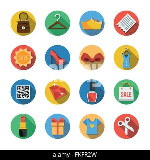 Sixteen Different Icons in a Flat Style Stock Vector