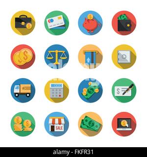 Sixteen Different Icons in a Flat Style Stock Vector