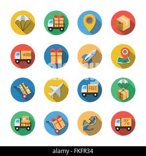Sixteen Different Icons in a Flat Style Stock Vector