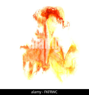 paint orange yellow splash color ink watercolor isolated stroke splatter watercolour aquarel brush Stock Photo