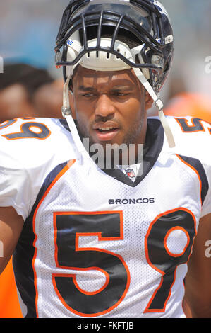 Jacksonville, FL, UNITED STATES. 11th Sep, 2010. Denver Broncos linebacker Wesley Woodyard (59) during the Broncos game against the Jacksonville Jaguars at EverBank Filed on Sept. 11, 2010 in Jacksonville, Fl.ZUMA Press/Scott A. Miller © Scott A. Miller/ZUMA Wire/Alamy Live News Stock Photo