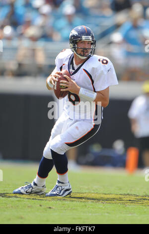 Jacksonville, FL, UNITED STATES. 11th Sep, 2010. Denver Broncos quarterback Kyle Orton (8) during the first half against the Jacksonville Jaguars at EverBank Field on Sept. 12, 2010 in Jacksonville, Fl. ZUMA Press/Scott A. Miller © Scott A. Miller/ZUMA Wire/Alamy Live News Stock Photo