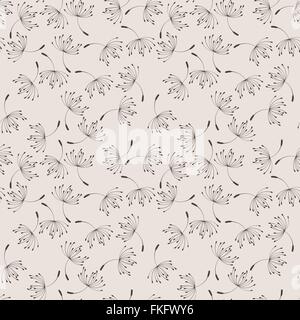 Seamless vector floral pattern of flying dandelions Stock Vector