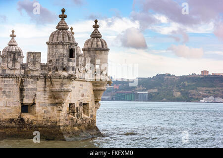 Turret of Belem Tower in Lisbon, Portugal. Stock Photo